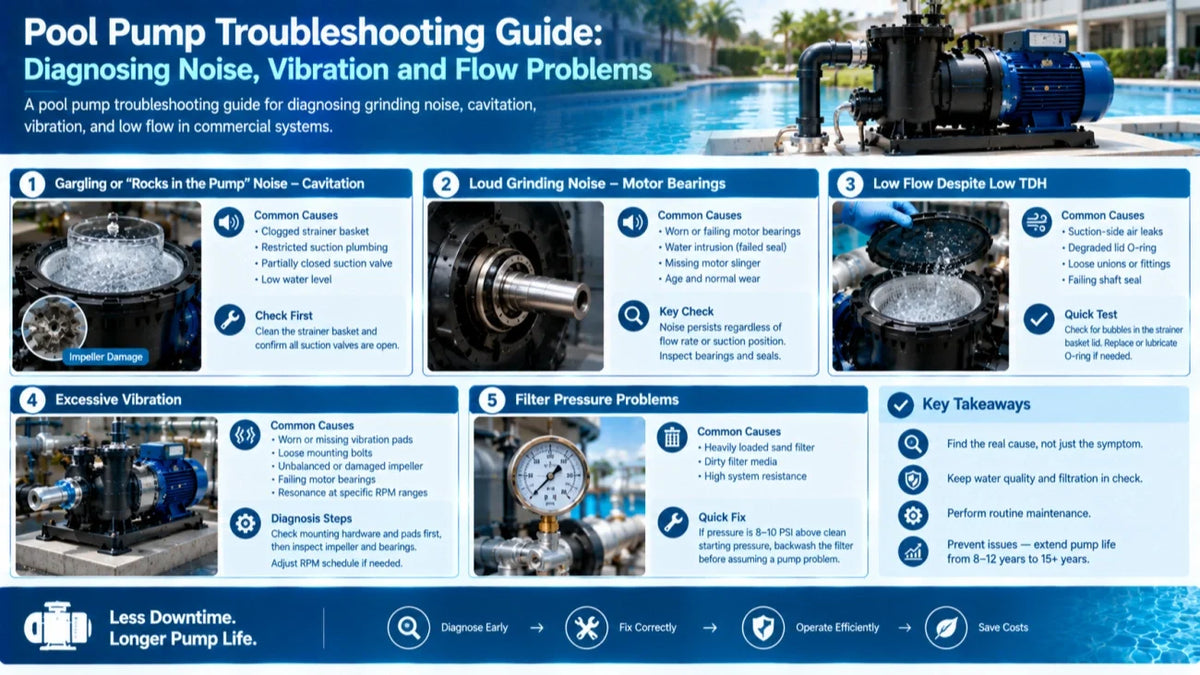 Pool Pump Troubleshooting Guide: Diagnosing Noise, Vibration and Flow Problems