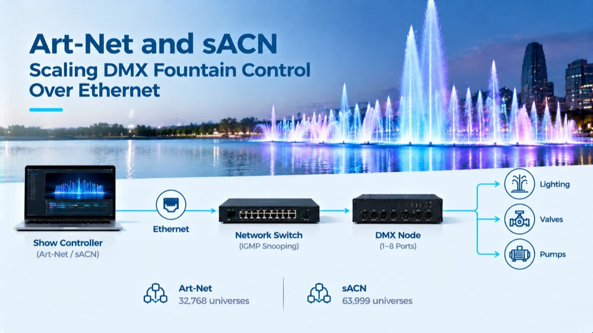 Art-Net and sACN Explained: Scaling DMX Fountain Control Over Ethernet