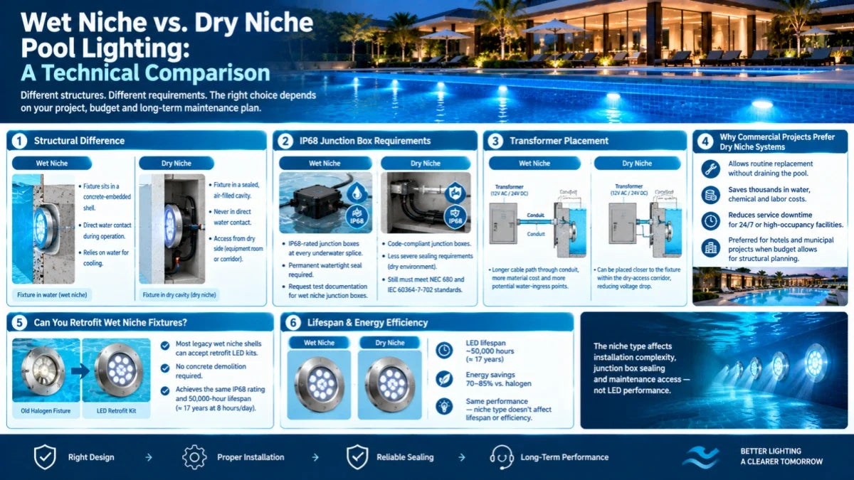Wet Niche vs. Dry Niche Pool Lighting: A Technical Comparison