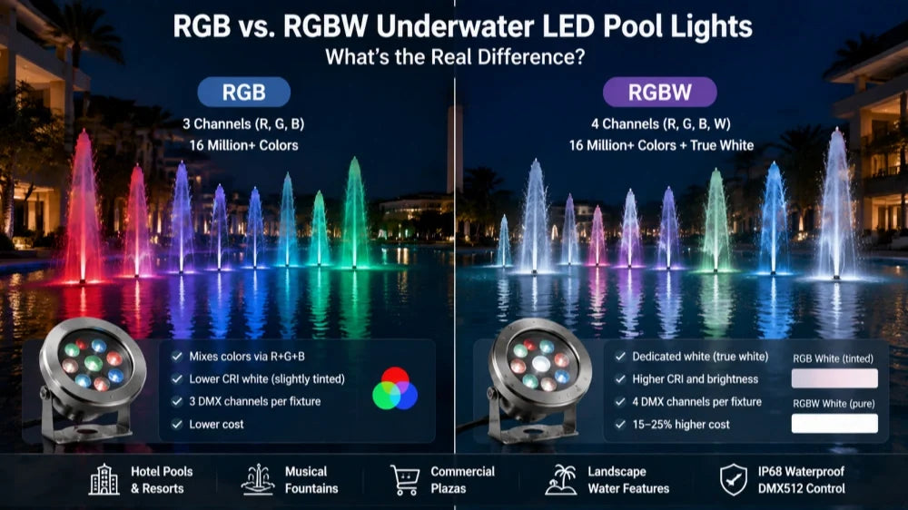 RGB vs. RGBW Underwater LED Pool Lights: What's the Real Difference?