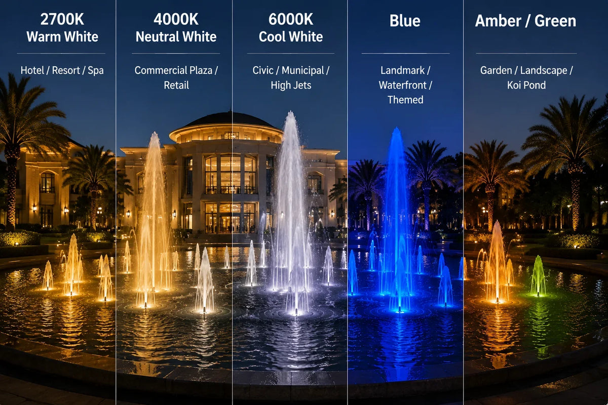 Warm White vs Cool White vs Blue Fountain Lights: Which CCT is Right for Your Project?