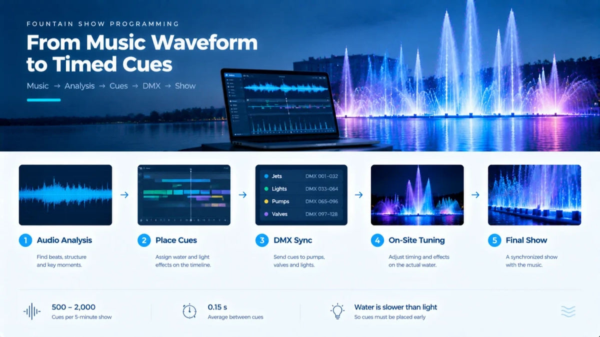 How Fountain Show Programming Works: From Music Waveform to 2,000 Timed Cues