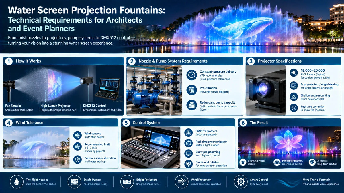 Water Screen Projection Fountains: Technical Requirements for Architects and Event Planners