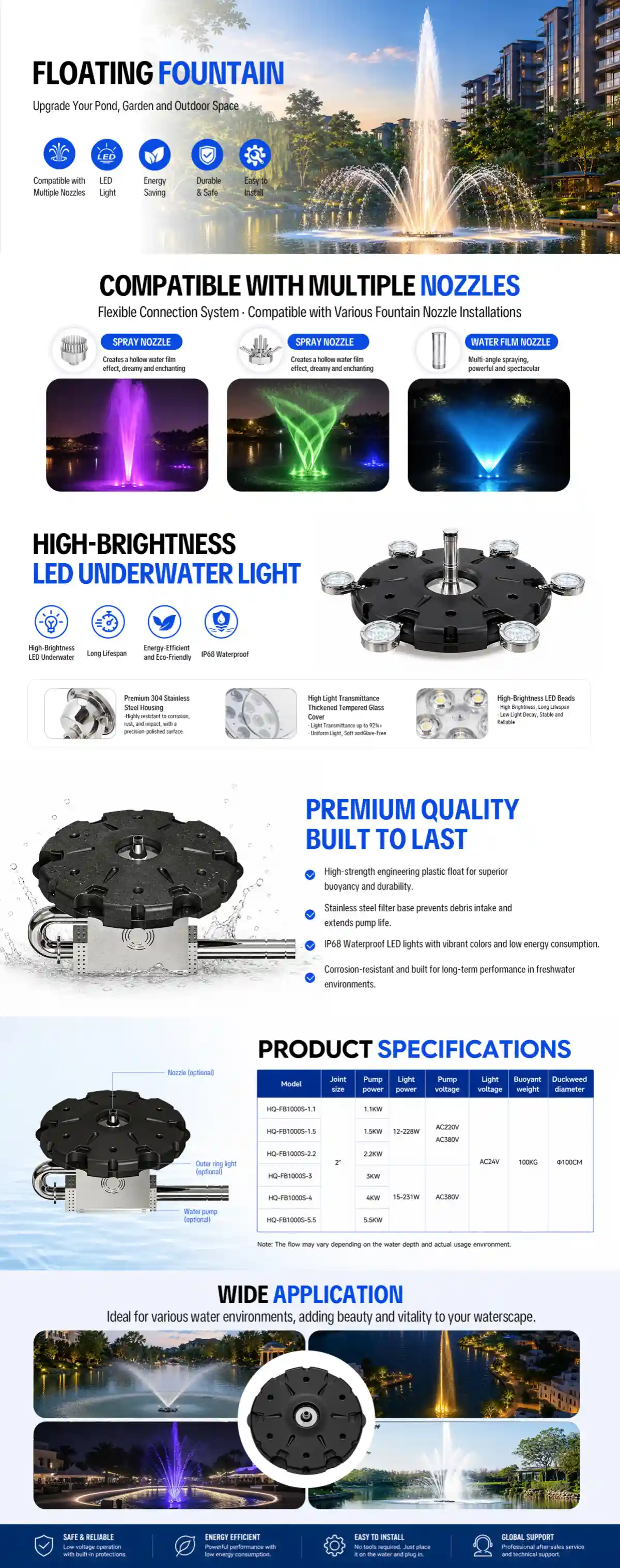 remote controlled floating fountain for garden pond