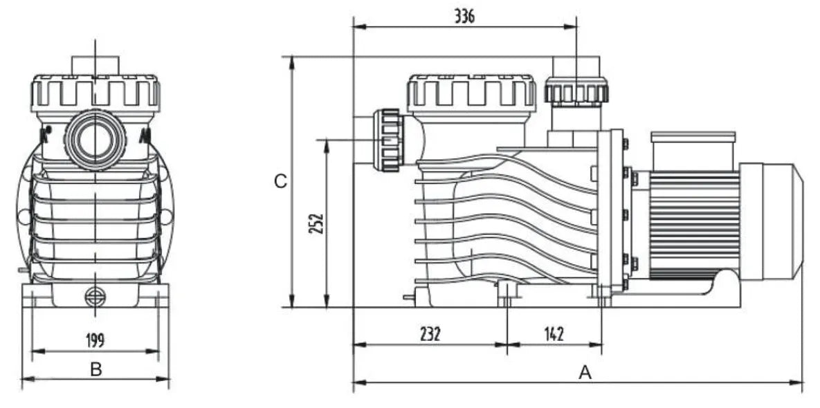 Digital inline flow meter attached to pool pump output pipe showing gallons per minute