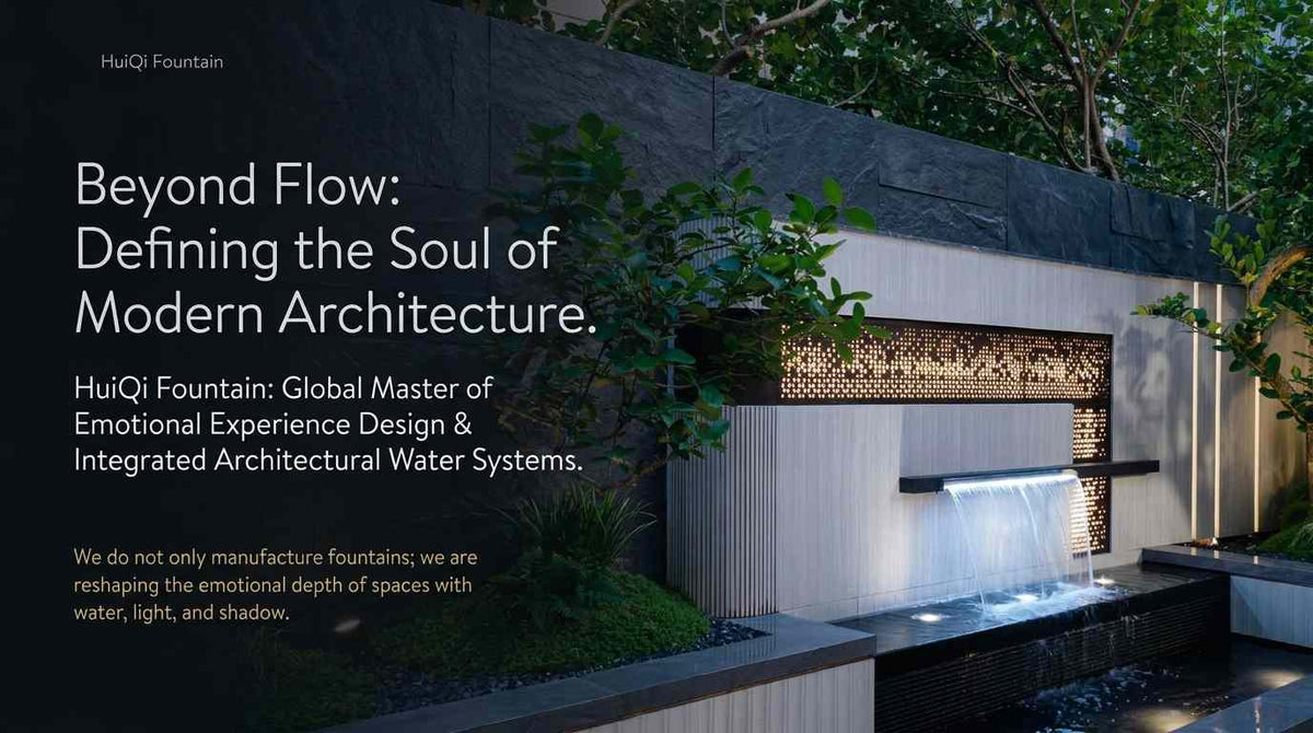 Custom water feature design for commercial plaza with LED lighting