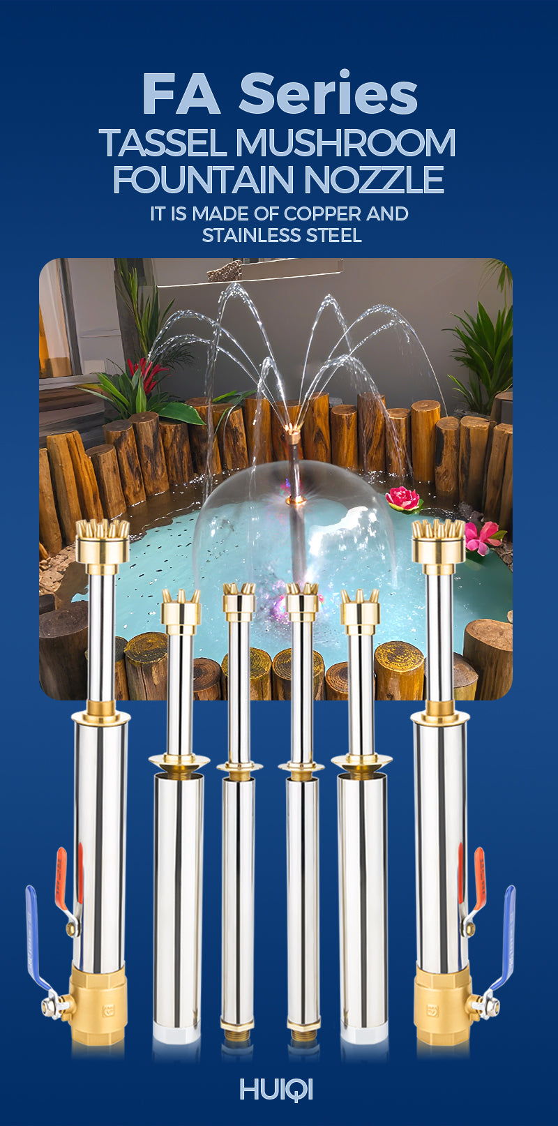 FA Series Tassel Mushroom Fountain Nozzle | Dual Water Effect