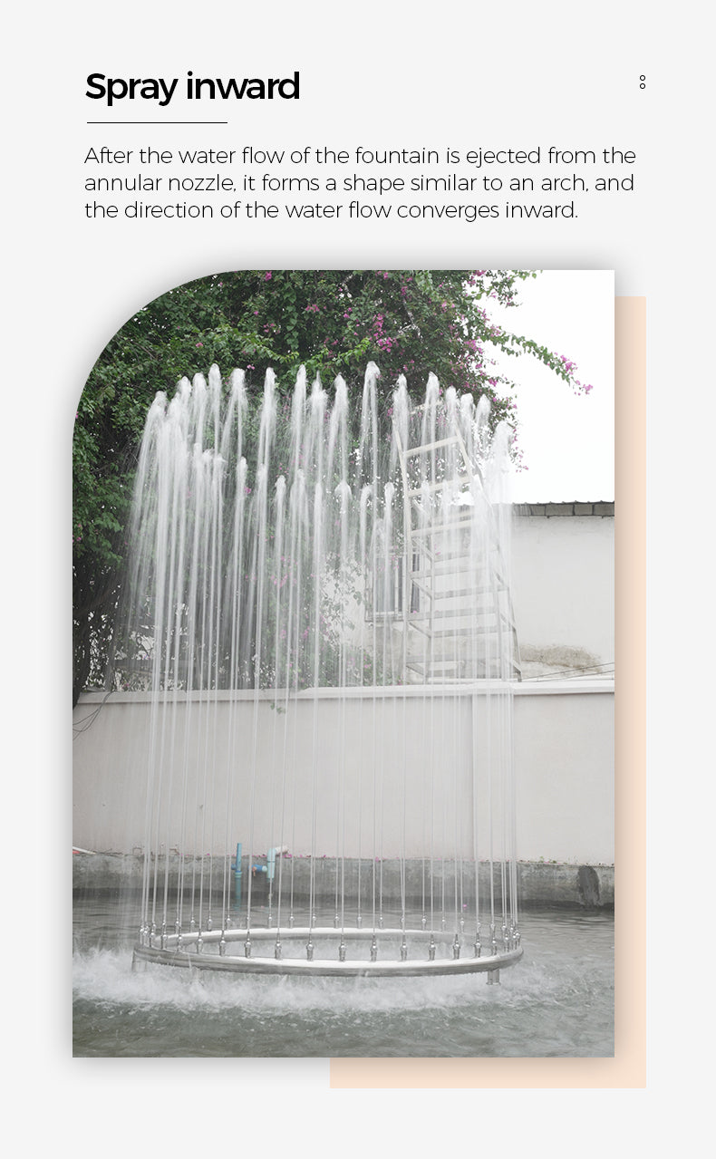 Fountain with water spray converging inward in a park setting