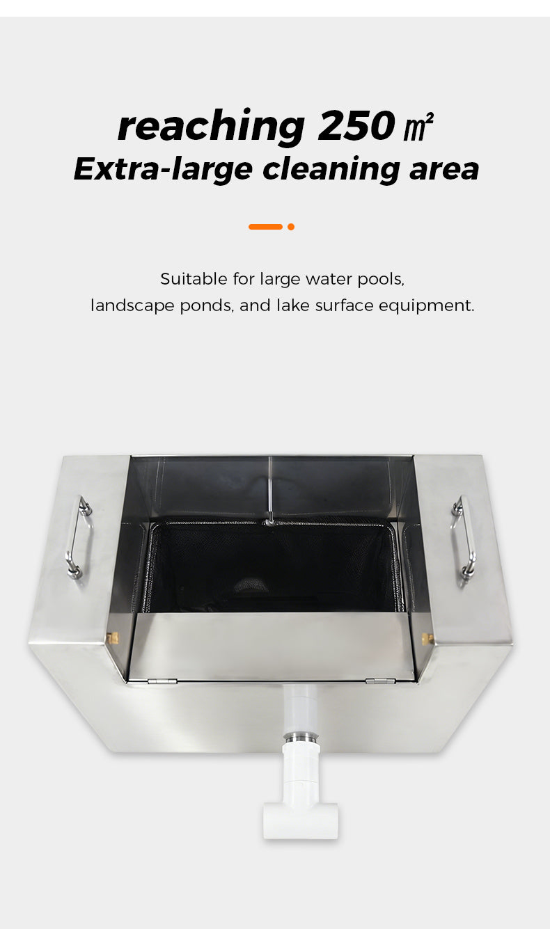 reaching 250 m Extra-large cleaning area Suitable for large water pools andscape ponds, and lake surface equipment