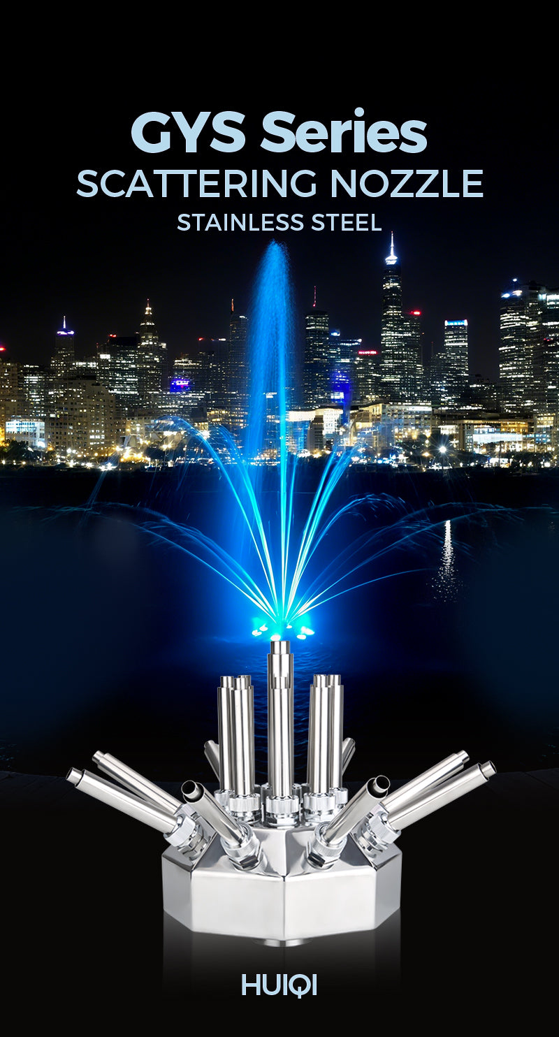 GYS Series scattering nozzle with a cityscape background