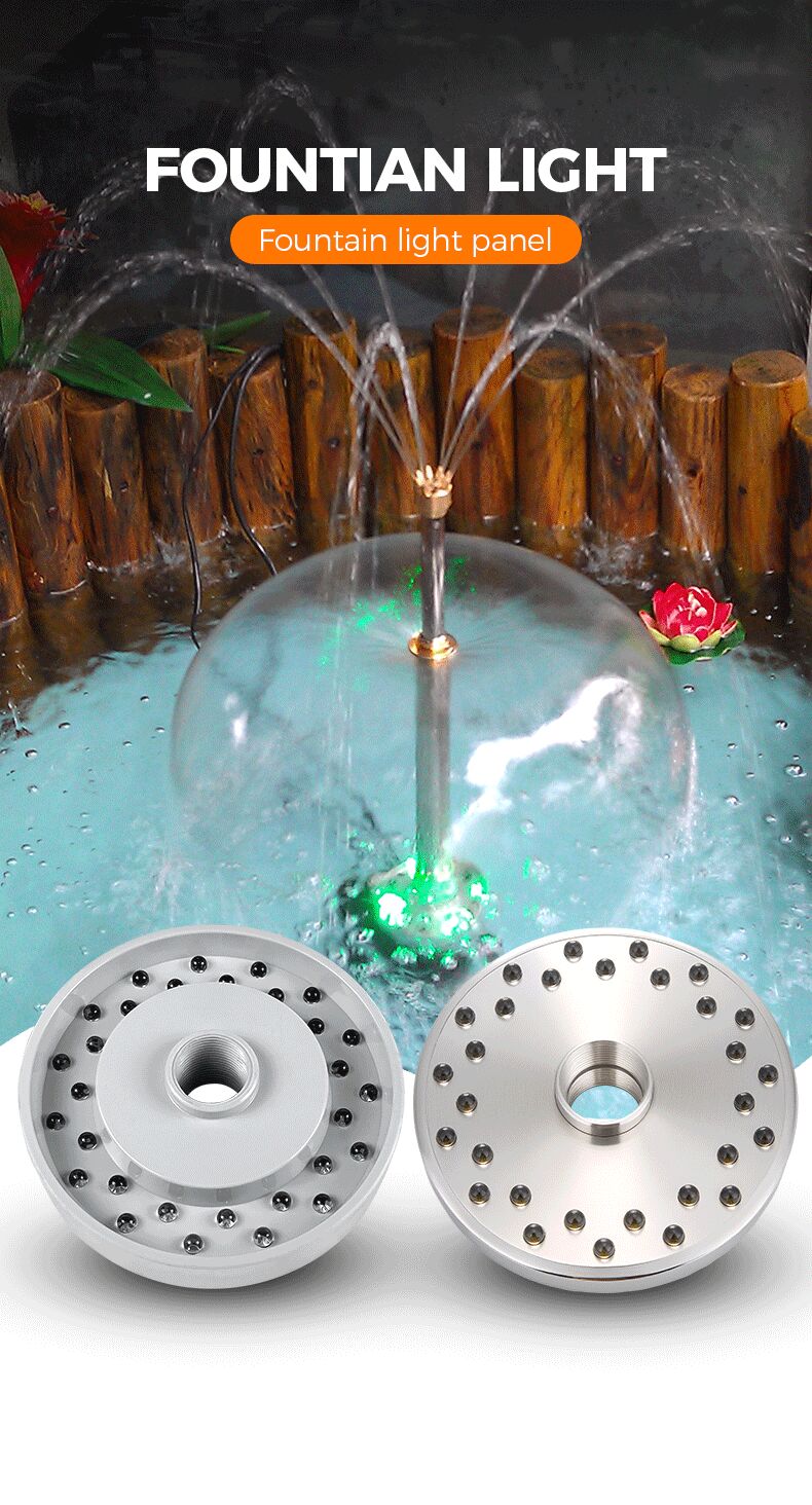 Fountain light panel with water feature and decorative elements on a white background