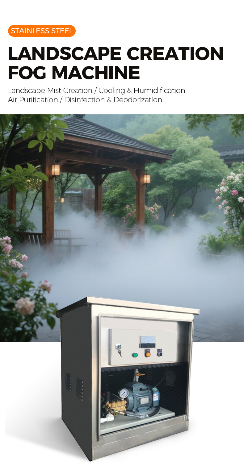 Landscape creation fog machine with mist in an outdoor setting