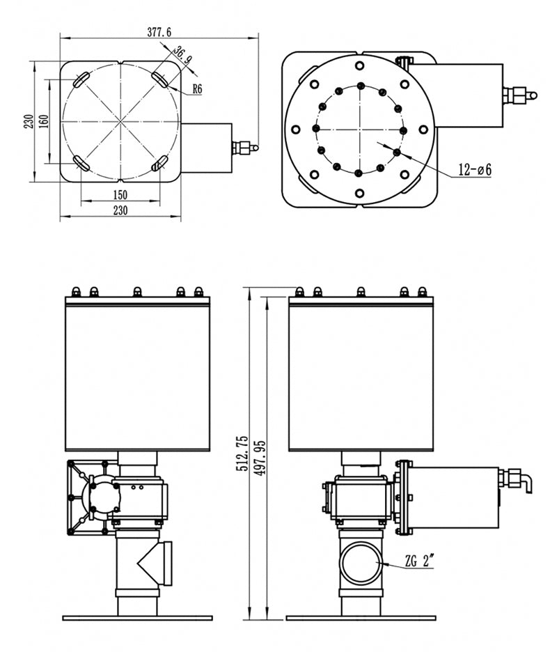 Technical drawing of a mechanical component with dimensions