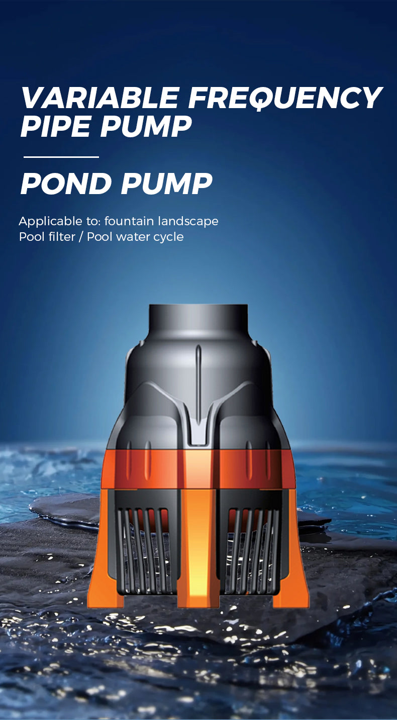Variable frequency pipe pump for pond use with text