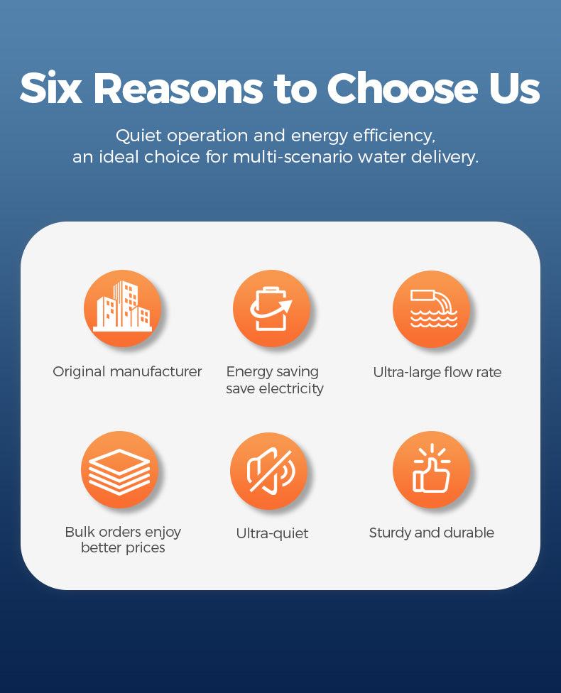 Six reasons to choose a product or service, with icons and text