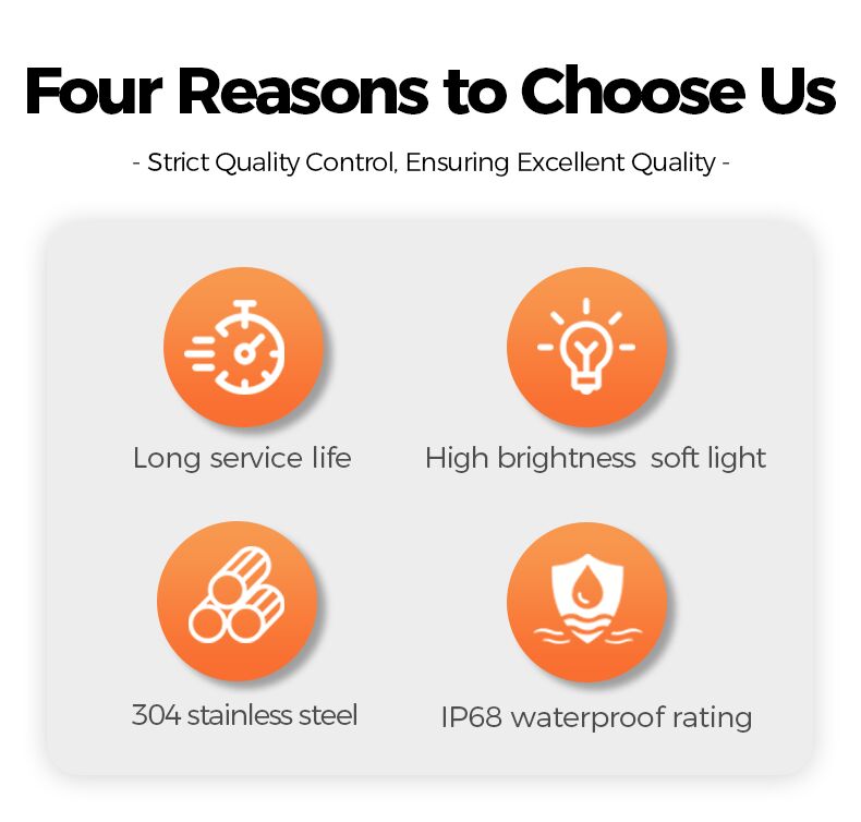 Four reasons to choose a product with icons and text on a light gray background