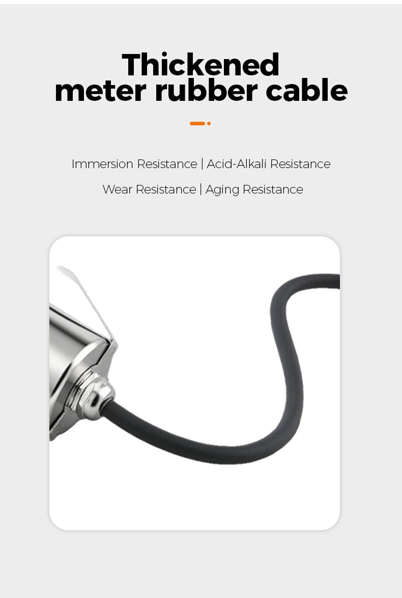 Thickened meter rubber cable with text on resistance properties on a white background