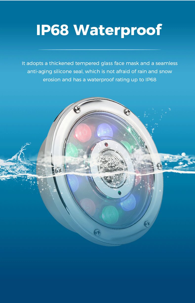 Product with IP68 waterproof feature on a blue background