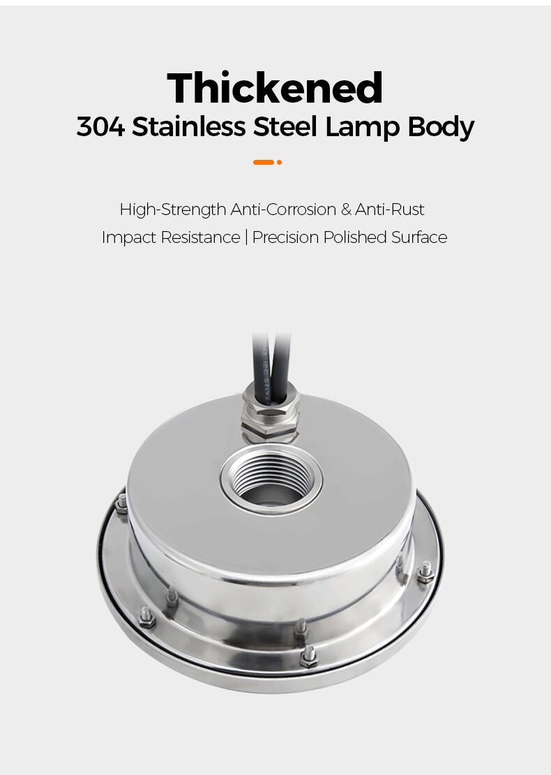 Thickened 304 Stainless Steel Lamp Body with text on a white background