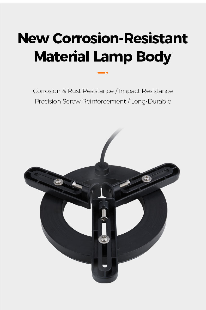 Corrosion-resistant material lamp body with text on a white background