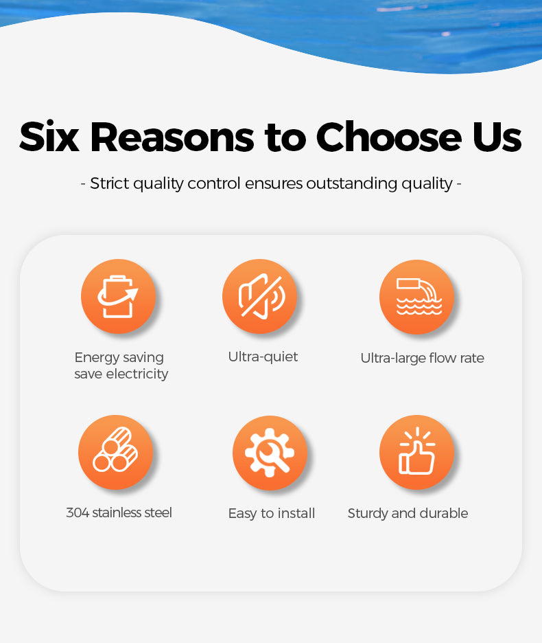 Six reasons to choose a product with icons and text on a white background.
