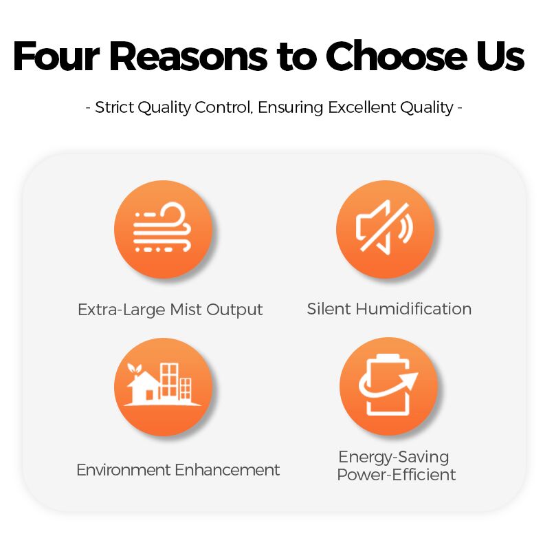 Four reasons to choose a product with icons and text on a white background