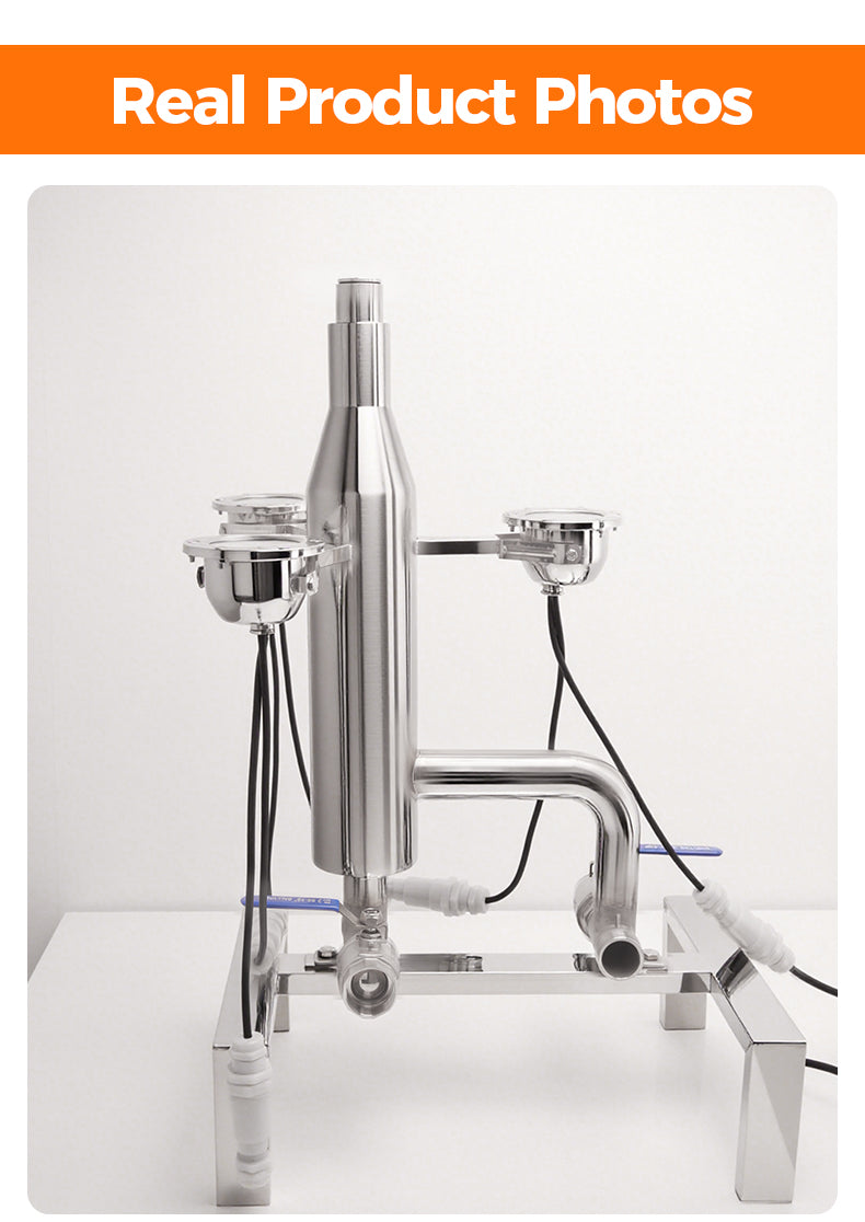 Metallic kitchen tool on a white background with 'Real Product Photos' text at the top.