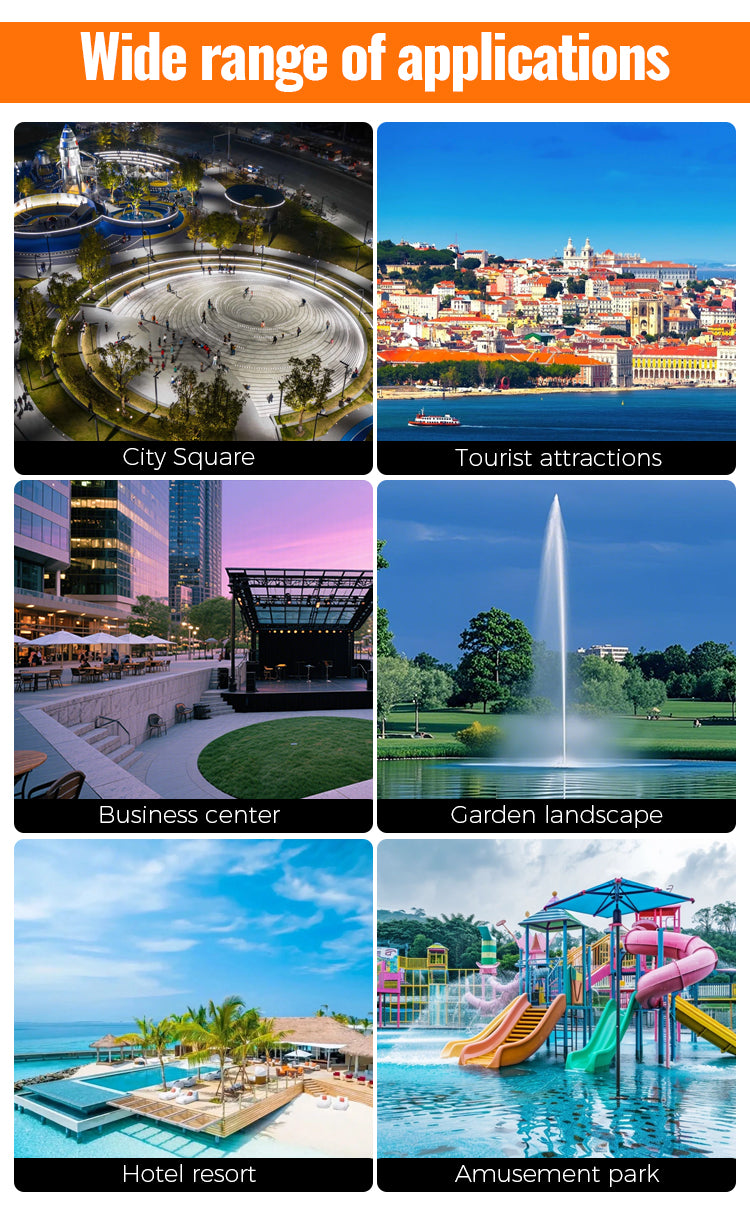 Collage of various cityscapes and landscapes with text 'Wide range of applications'.