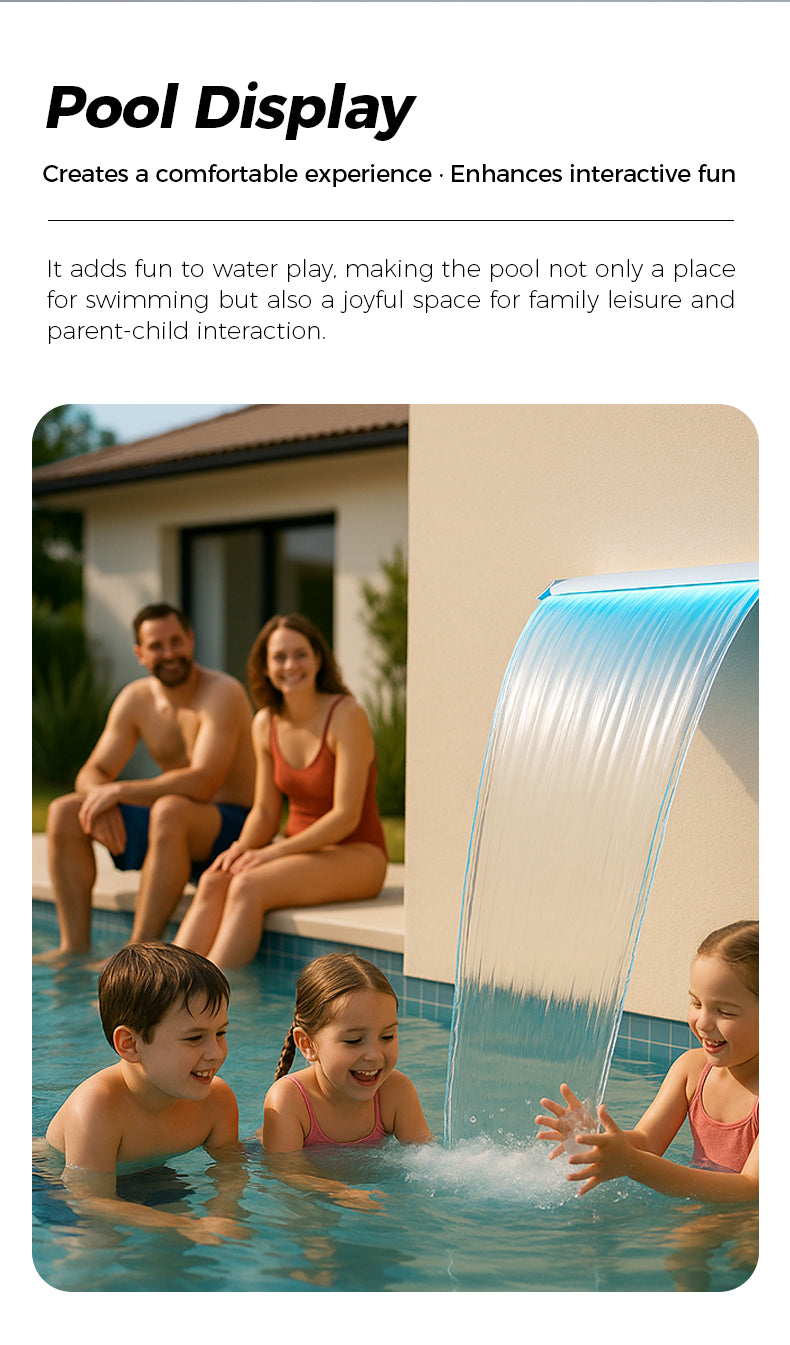 Rectangular water outlet with water flow simulation images on a gray background