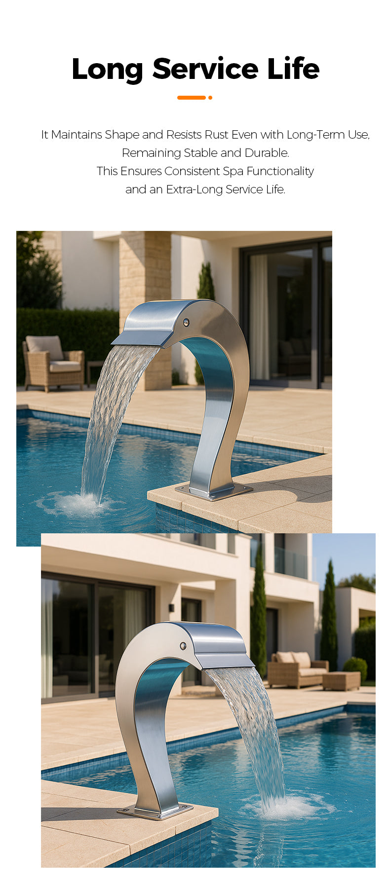 Modern outdoor fountain with water feature in a residential setting