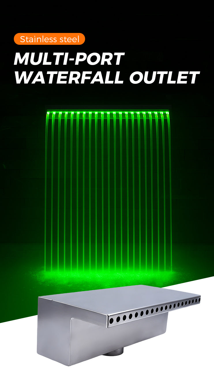 Stainless Steel Waterfall Outlet for Pools & Courtyards