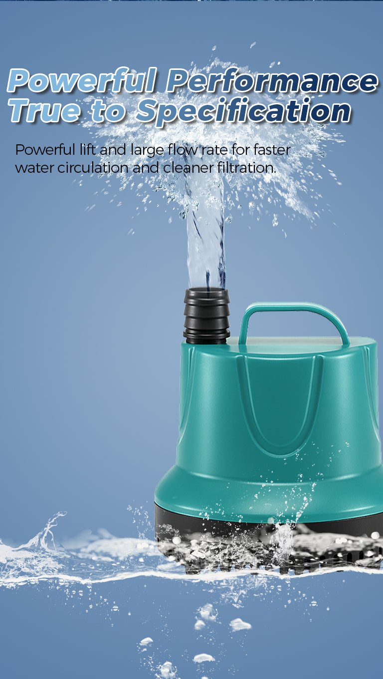 Powerful Performance True to Specification Powerful lift and large flowrate for faster water circulation and cleaner filtration.