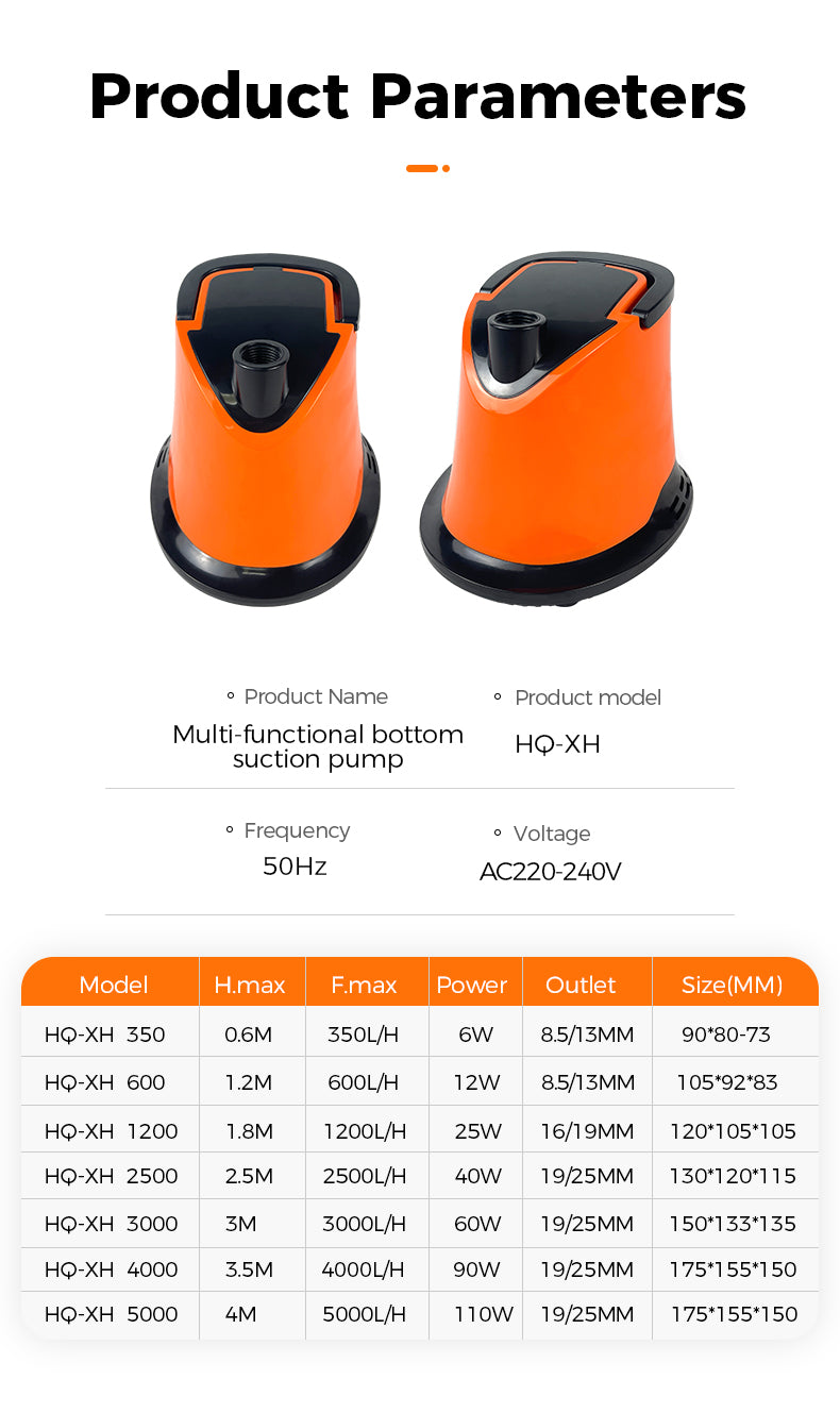 Multifunctional bottom suction pump with specifications