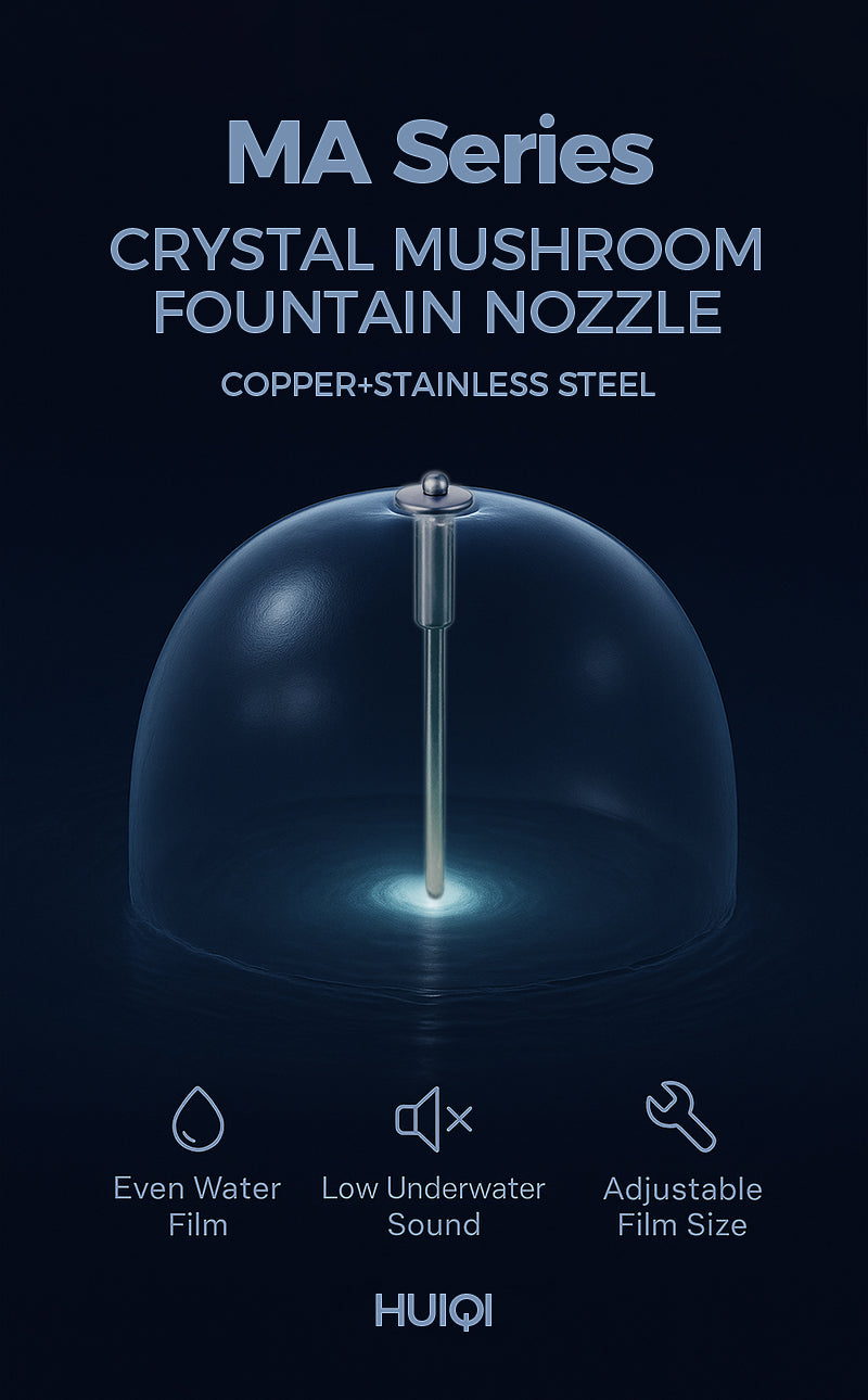 Crystal mushroom sprinkler nozzles with MA Series text on a green background