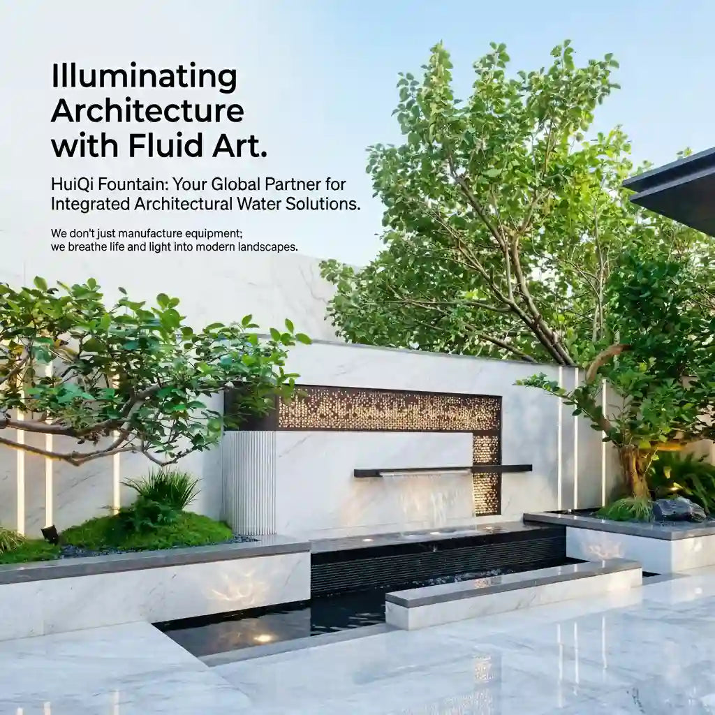 Musical fountain supplier — choreographed water show with DMX512 lighting control