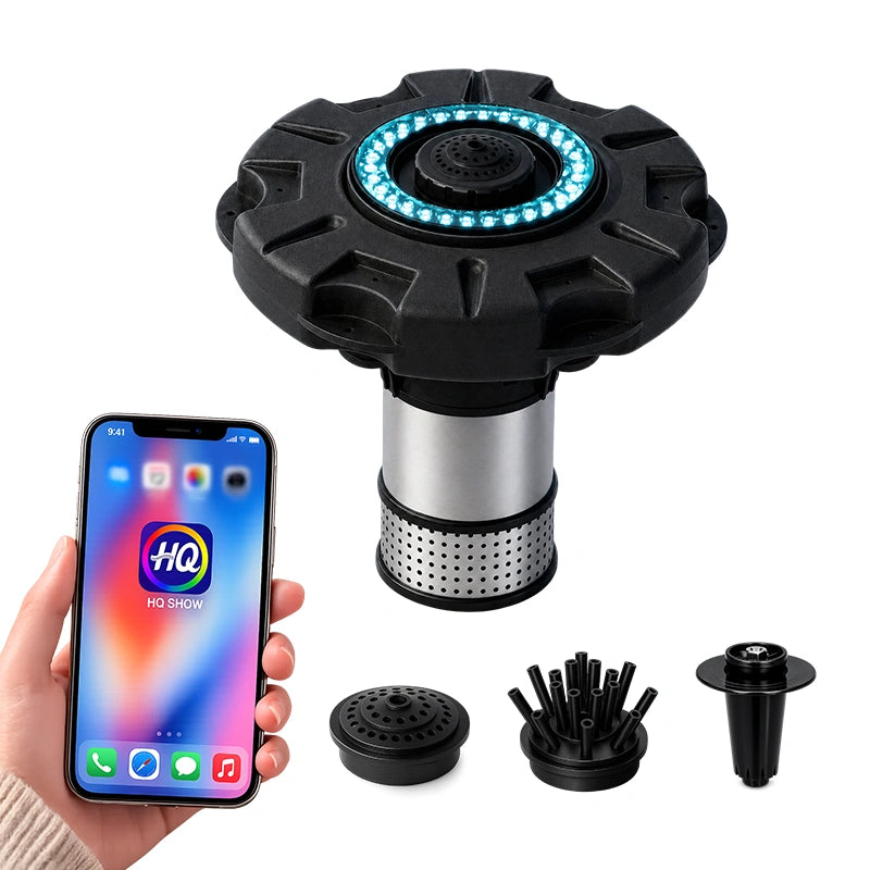 HQ-FB380A pool and pond floating fountain with RGB LED light ring