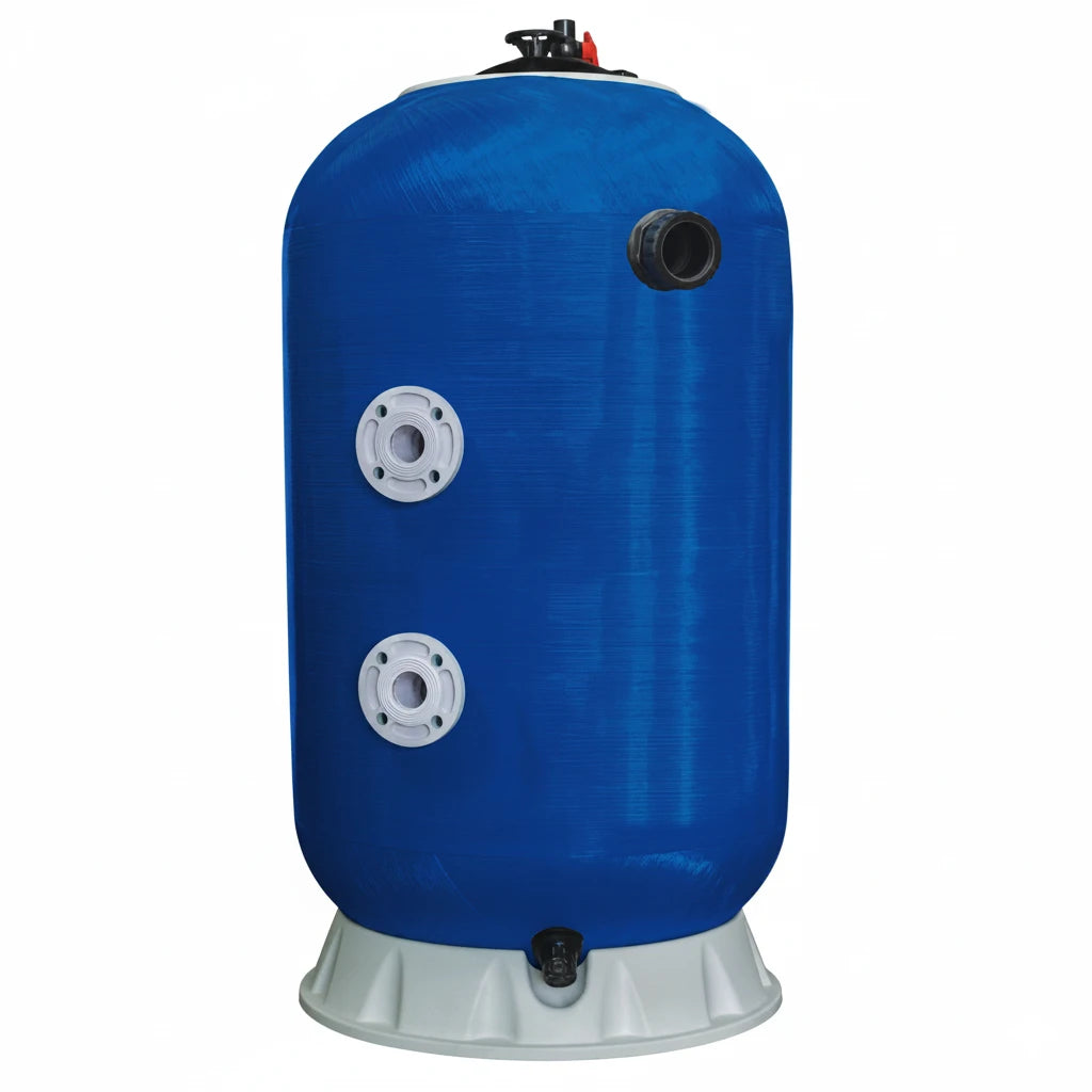 Digital flow meter showing pool filter flow rate in GPM during system commissioning