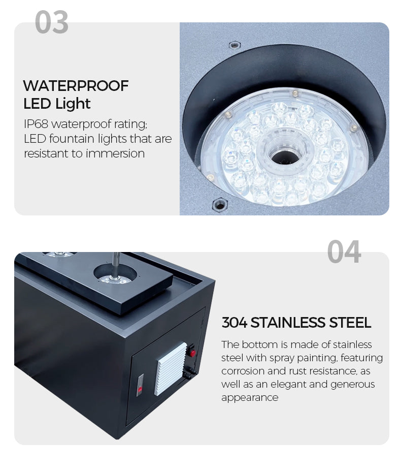 Waterproof LED light with IP68 rating and stainless steel base