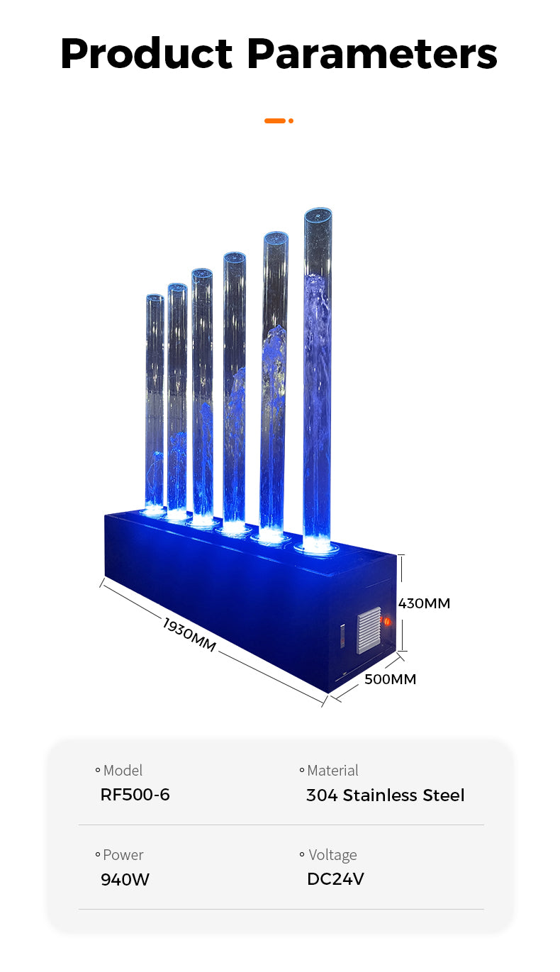 Product parameters of a blue LED light display with dimensions and specifications.