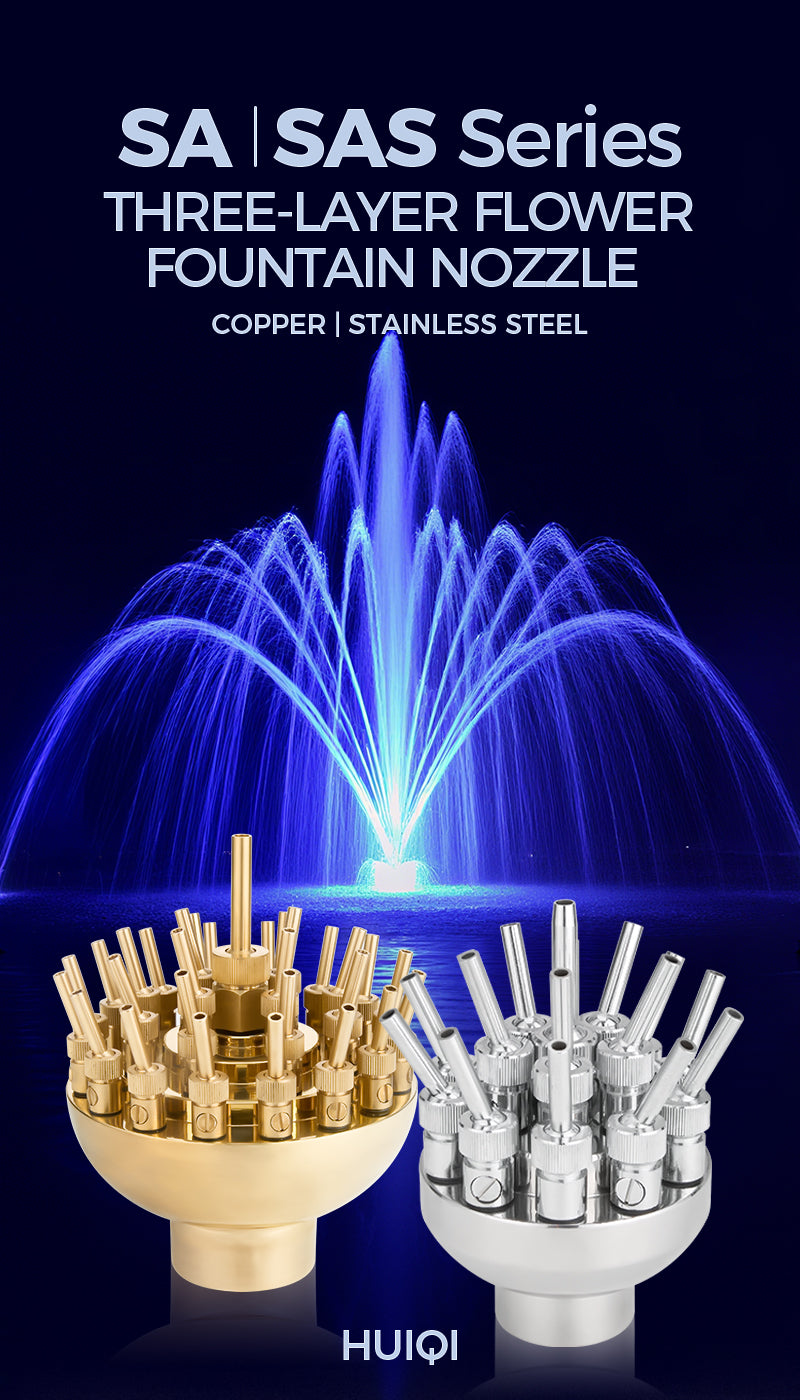 Three-layer flower fountain nozzle with copper and stainless steel options