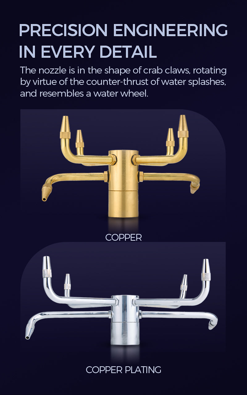 Copper and copper-plated faucet design with detailed text on precision engineering.      