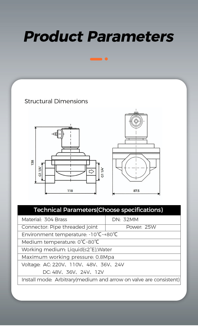 Technical specifications and dimensions of a mechanical component