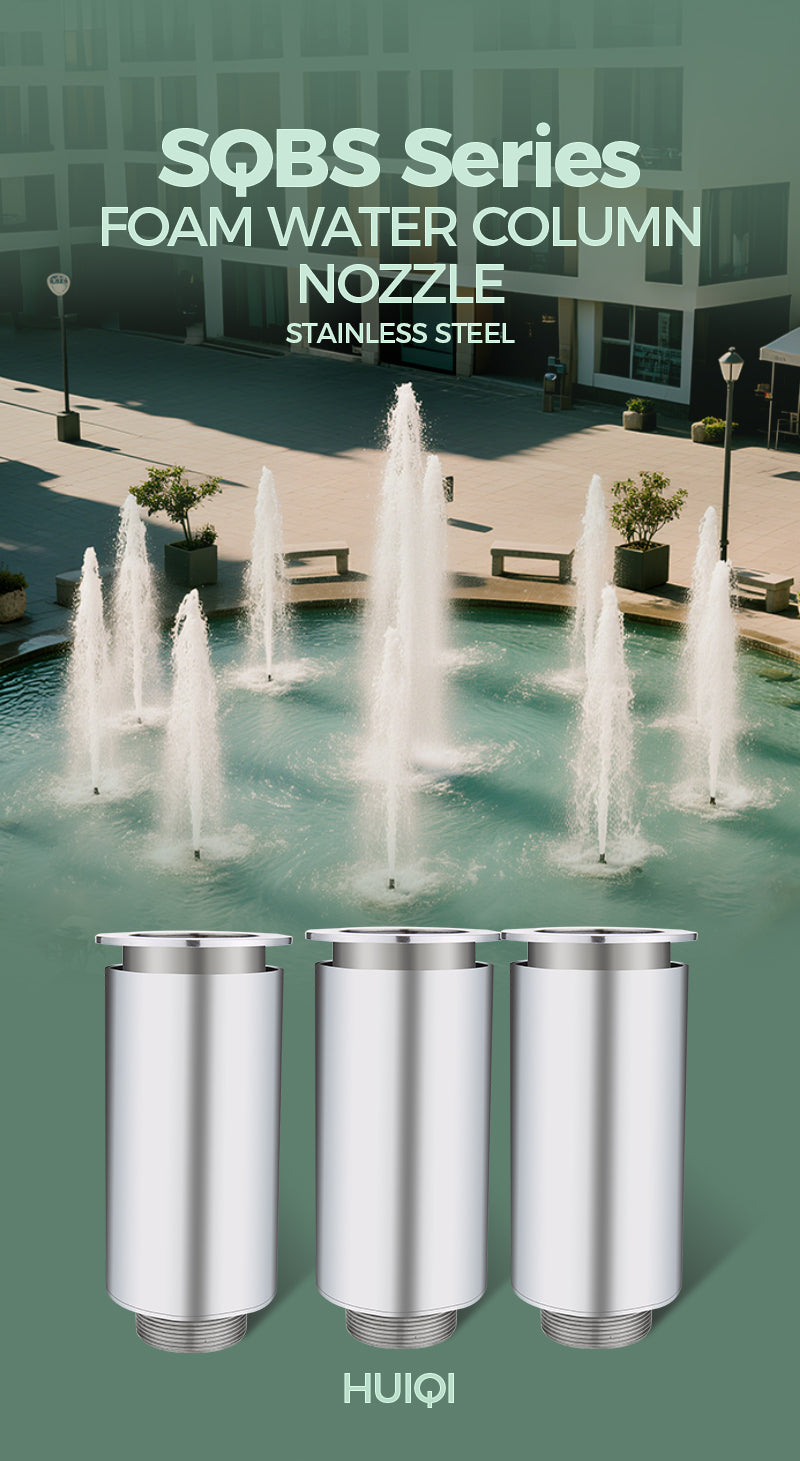 SQBS Series foam water column nozzles with a fountain