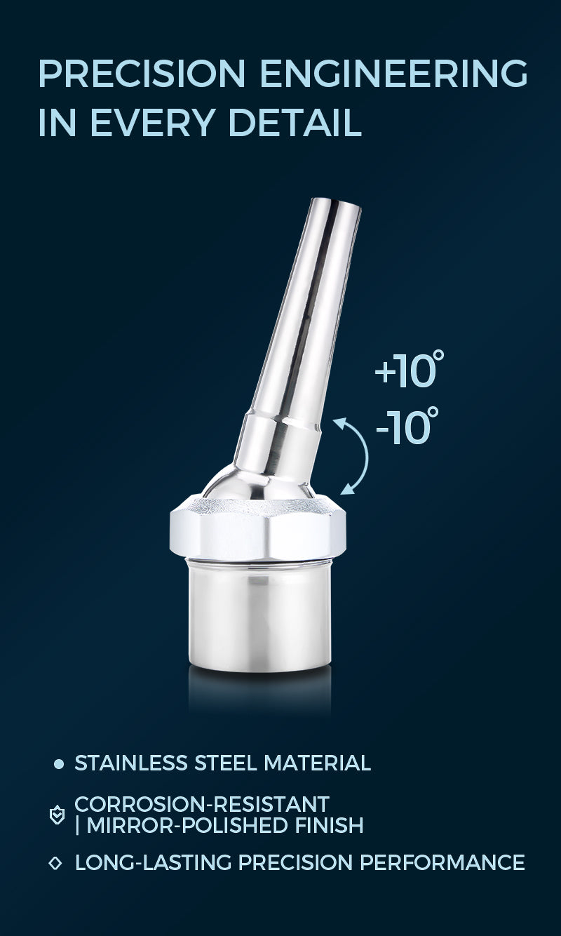 ZAS Series universal straight jet nozzles Crystal clear nozzle | Adjustable angle ±10° | Stainless steel