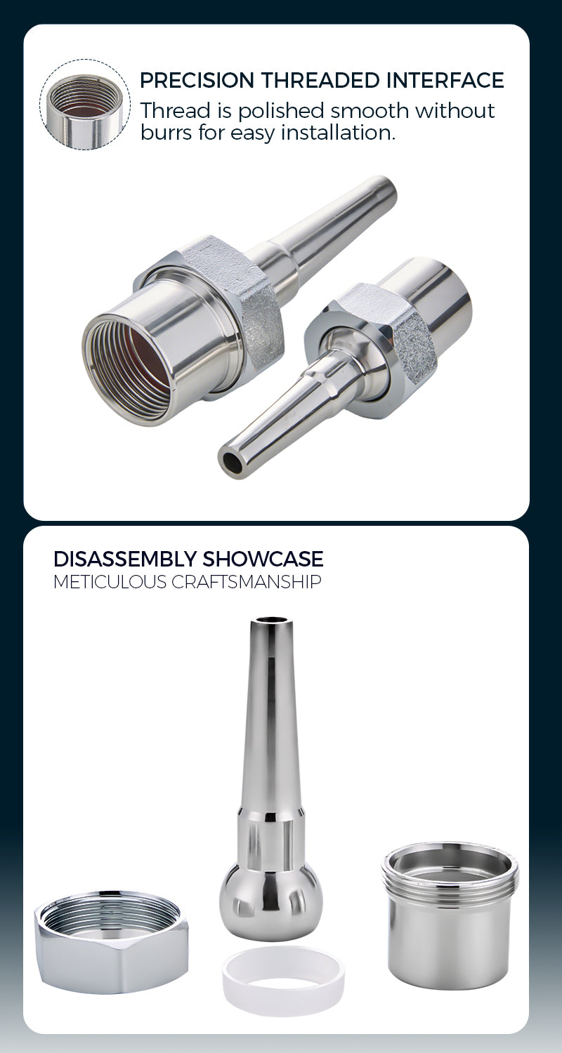 ZAS Series universal straight jet nozzles Crystal clear nozzle | Adjustable angle ±10° | Stainless steel